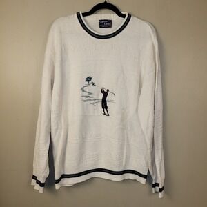 Cypress Links Golf Wear Vintage Embroidered Sweater Mens Size XL Knit Neutral
